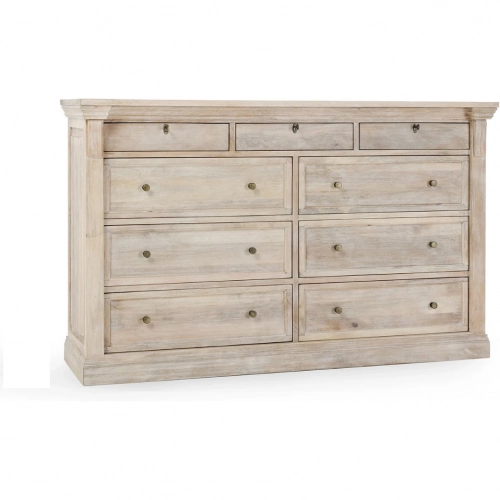 Adelaide 9 Drawer Dresser in Natural White Wash Mango Wood