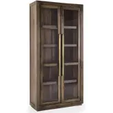 Bradley Tall Cabinet in Dark Oak Wood & Glass