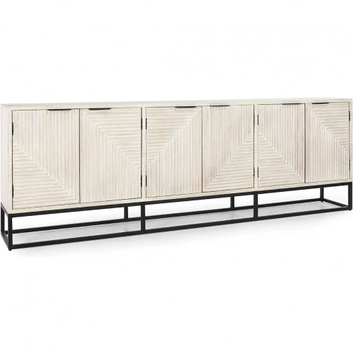 Flint 108" 6 Door Sideboard in Mango Wood & Metal