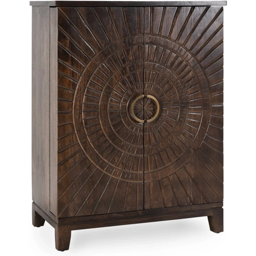 Vivienne Bar Cabinet in Carved Bark Brown Mango Wood