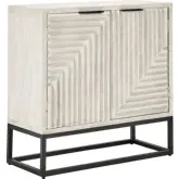 Flint 36" 2 Door Buffet in White Wash Mango Wood & Metal