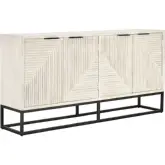 Flint 72" 4 Door Buffet in White Wash Mango Wood & Metal