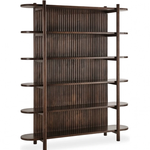 Redford 81" Tall Bookcase in Brown Mango Wood