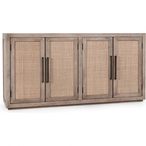 Jensen 4 Door Cabinet in Taupe Mango Wood & Cane