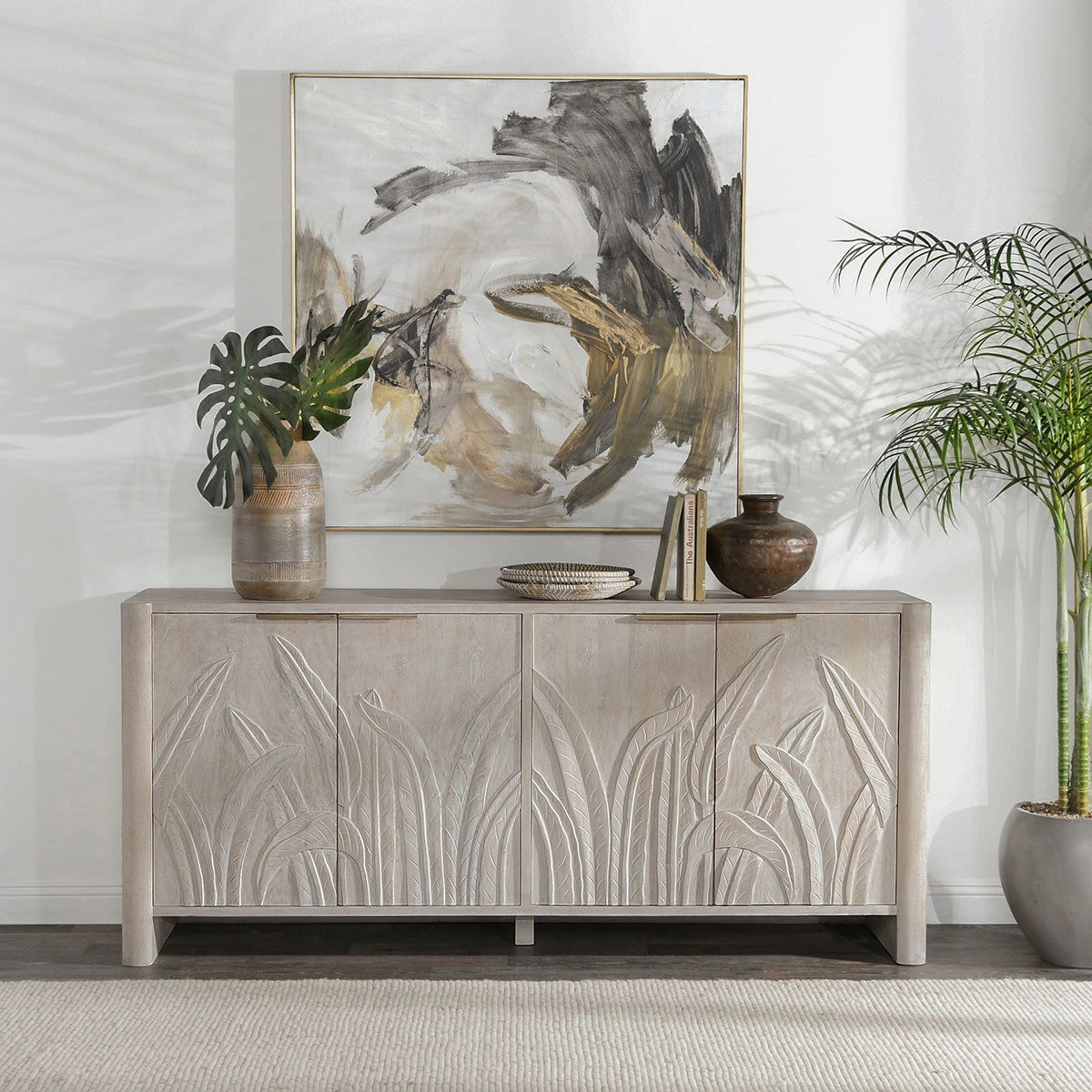 Classic Home Ledro 82in Solid Wood Buffet Sideboard - Thumbnail 4