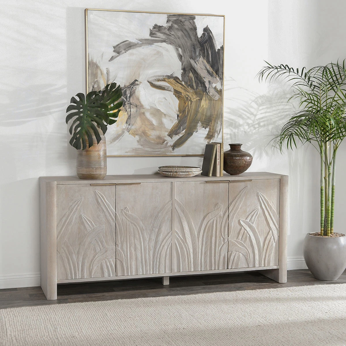 Classic Home Ledro 82in Solid Wood Buffet Sideboard - Thumbnail 5
