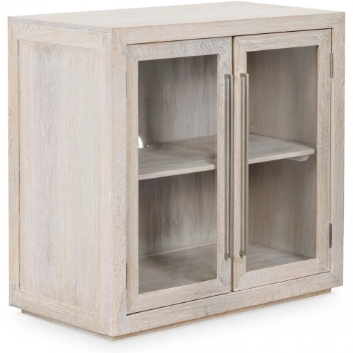 Bradley 2 Door Cabinet in Oak Wood & Tempered Glass
