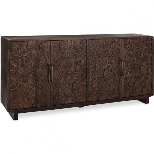 Albero 4 Door Buffet in Kona Brown Carved Mango Wood