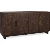 Albero 4 Door Buffet in Kona Brown Carved Mango Wood