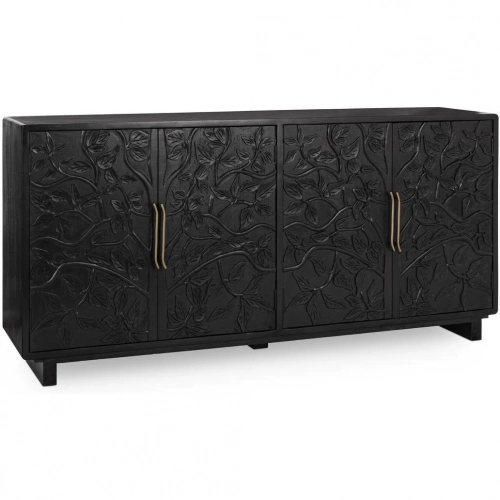 Albero 4 Door Buffet in Black Carved Mango Wood