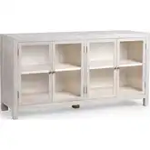 Hera 4 Door Buffet in Cream Finish Mango Wood & Tempered Glass