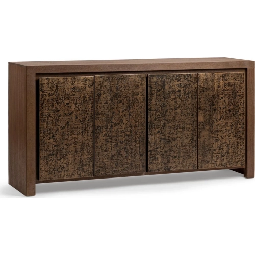 Glendale 4 Door Buffet in Toasted Chestnut Wood & Textured Iron