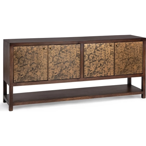 Avara 4 Door Cabinet in Mango Wood & Textured Iron