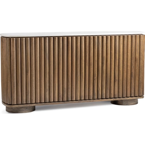 Novara Bar Cabinet in Marble & Molten Walnut Mango Wood