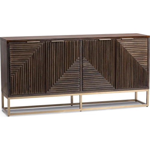 Flint 4-Door Cabinet in Dark Brown Mango Wood & Iron
