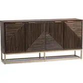 Flint 4-Door Cabinet in Dark Brown Mango Wood & Iron