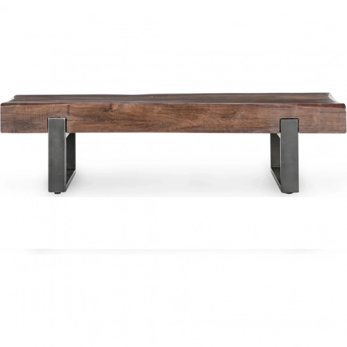 Duarte 58" Bench in Rustic Brown Reclaimed Wood & Iron