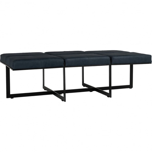 Calvin 62" Ottoman Bench in Nightfall Blue Top Grain Leather