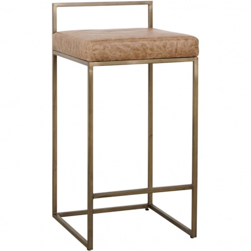 Belfort 26" Counter Stool in Chestnut Brown Top Grain Leather & Iron