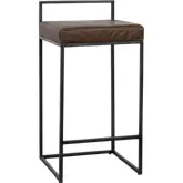 Belfort 26" Counter Stool in Cocoa Brown Top Grain Leather & Iron