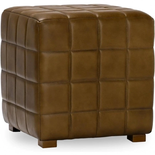Carlo 18" Ottoman in Antique Brown Camel Buffalo Leather