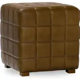 Carlo 18" Ottoman in Antique Brown Camel Buffalo Leather