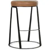 Sawyer 26" Counter Stool in Brown Top Grain Leather & Hammered Iron