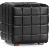 Carlo 18" Square Ottoman in Quilted Jet Black Top Grain Leather