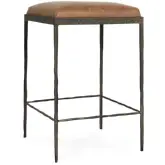 Bose 26" Counter Stool in Chestnut Brown Top Grain Leather & Hammered Bronze Iron