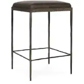 Bose 26" Counter Stool in Cocoa Brown Top Grain Leather & Hammered Bronze Iron