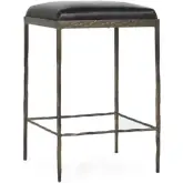 Bose 26" Counter Stool in Onyx Black Top Grain Leather & Hammered Bronze Iron