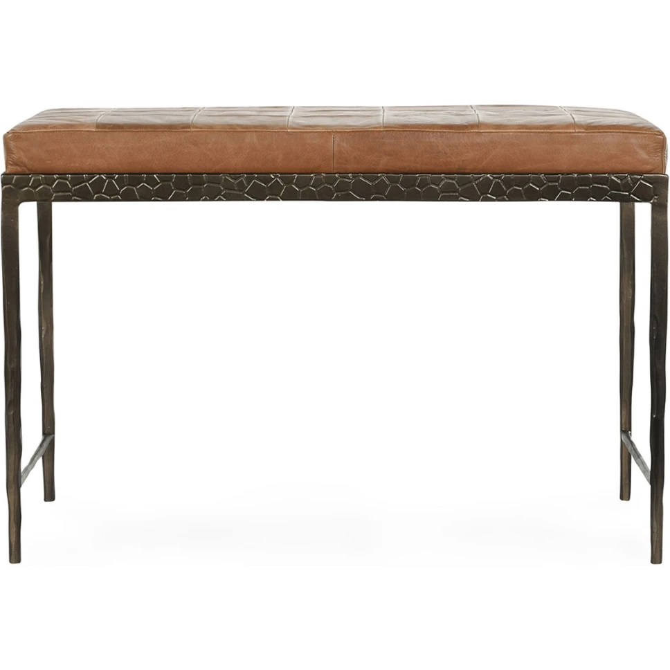 Classic Home Malo 28in Top Grain Leather Ottoman Bench - Thumbnail 5