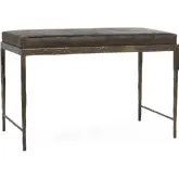 Malo 28" Bench in Cocoa Brown Top Grain Leather & Hammered Bronze Iron