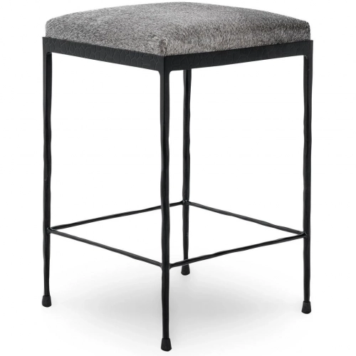 Bose 26" Counter Stool in Hair on Hide & Embossed Hammered Iron
