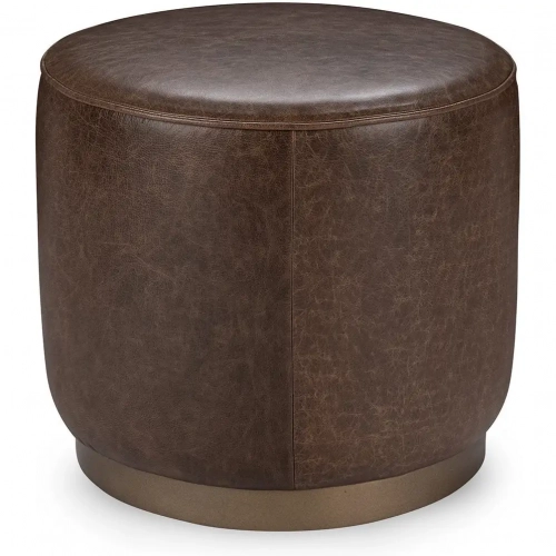 Clair Round End in Dark Brown Top Grain Leather & Iron