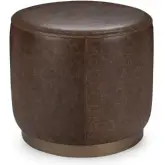 Clair Round End in Dark Brown Top Grain Leather & Iron