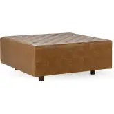 Bridgitte Square Ottoman in Woven Chestnut Brown Top Grain Leather