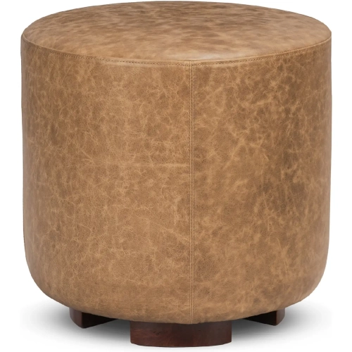Millo Round Ottoman in Chestnut Brown Top Grain Leather