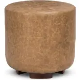 Millo Round Ottoman in Chestnut Brown Top Grain Leather