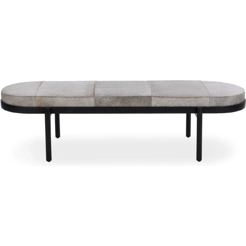 Evelyn Accent Bench in Sparrow Gray Hair on Hide & Iron