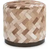Sasha Accent Stool in Woven Canyon Dust Hair on Hide & Iron