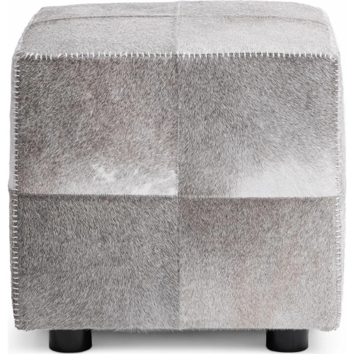 Landyn 18" Square Ottoman in Sparrow Gray Hair on Hide