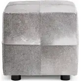 Landyn 18" Square Ottoman in Sparrow Gray Hair on Hide