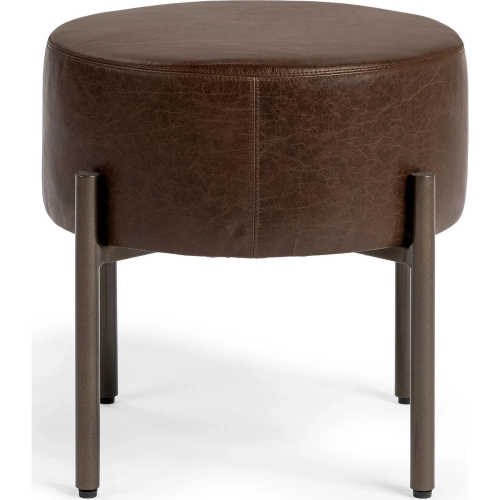 Aimie Accent Stool in Cocoa Brown in Top Grain Leather & Iron