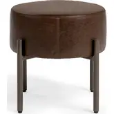 Aimie Accent Stool in Cocoa Brown in Top Grain Leather & Iron