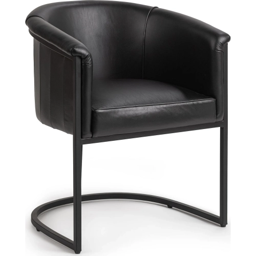Hester Dining Chair in Midnight Raven Black Top Grain Leather & Iron