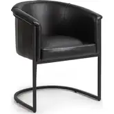 Hester Dining Chair in Midnight Raven Black Top Grain Leather & Iron