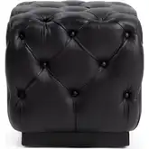 Briar 18" Square Ottoman in Tufted Midnight Raven Black Top Grain Leather