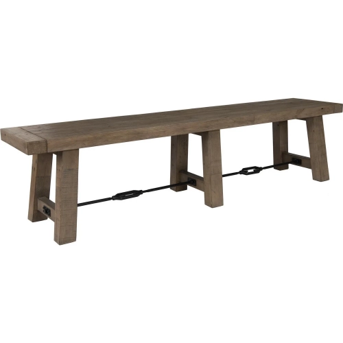 Tuscany Dining Bench in Distressed Brown Reclaimed Pine & Iron
