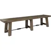 Tuscany Dining Bench in Distressed Brown Reclaimed Pine & Iron